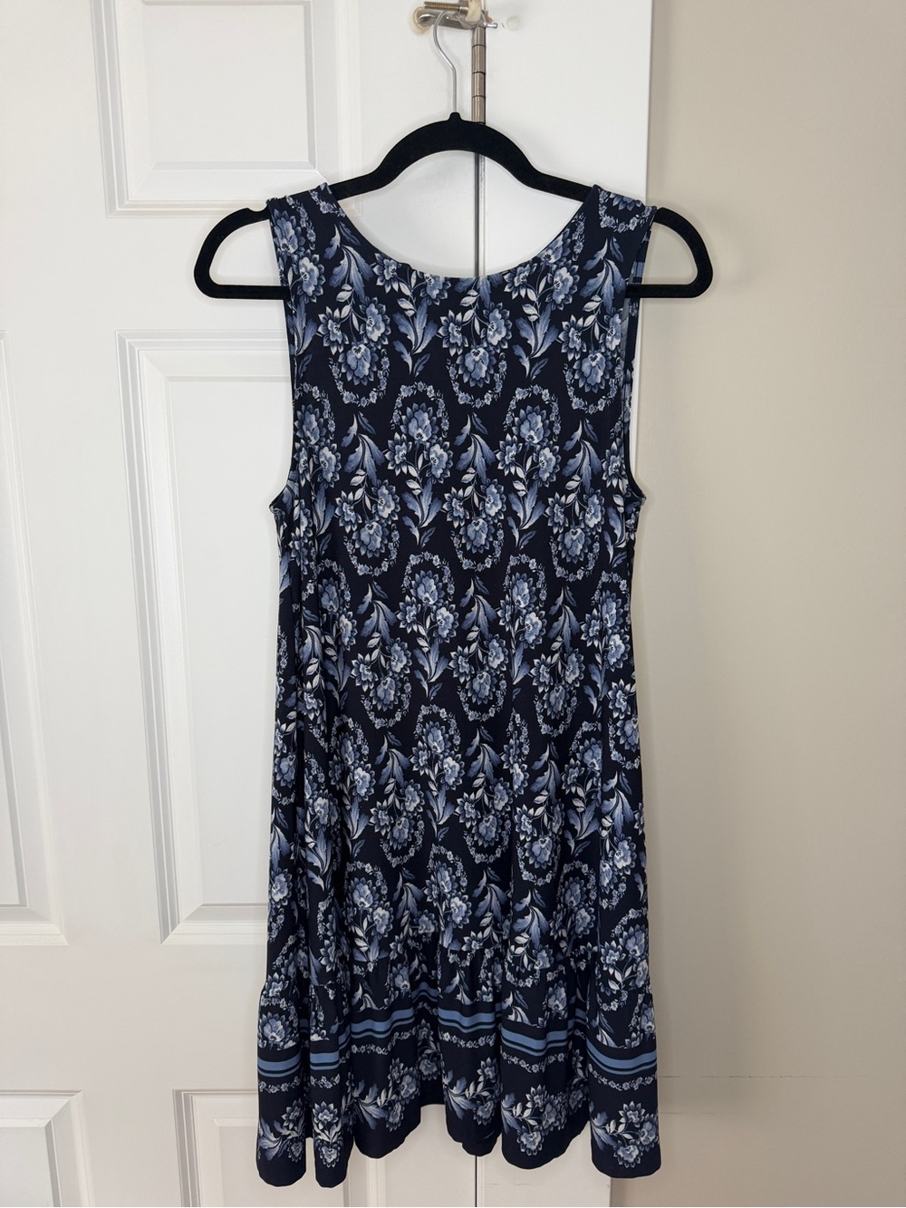 LOFT Navy Blue Floral Swing Mini Dress